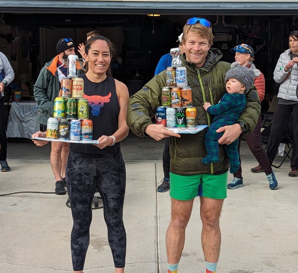 Beer Mile winners Jen and Ian