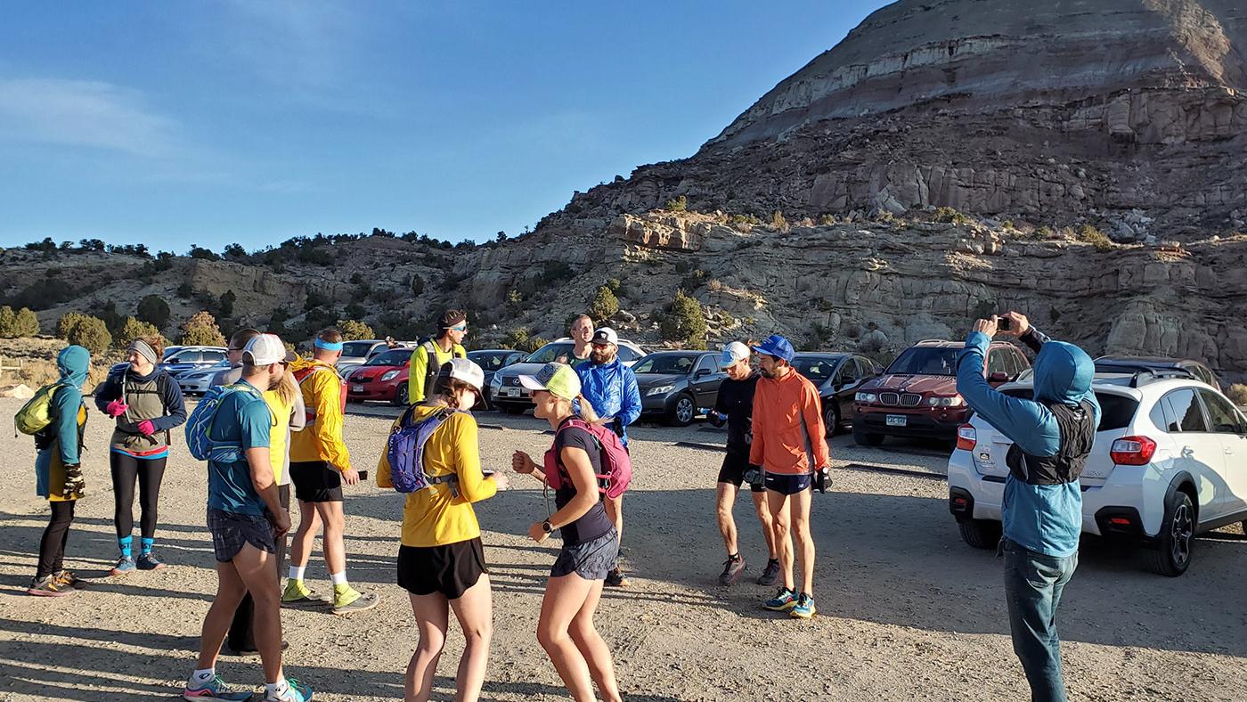 Runners at the start of the trail race from Grand Junction to Whitewater, Colorado